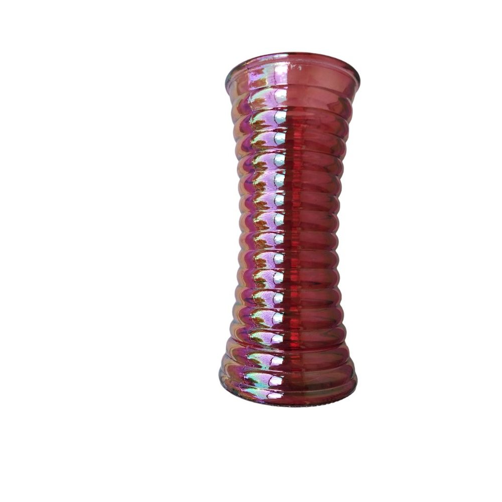 burton+ BURTON Pink Iridescent Ribbed Hourglass Decorative Vase - Picture 6 of 8